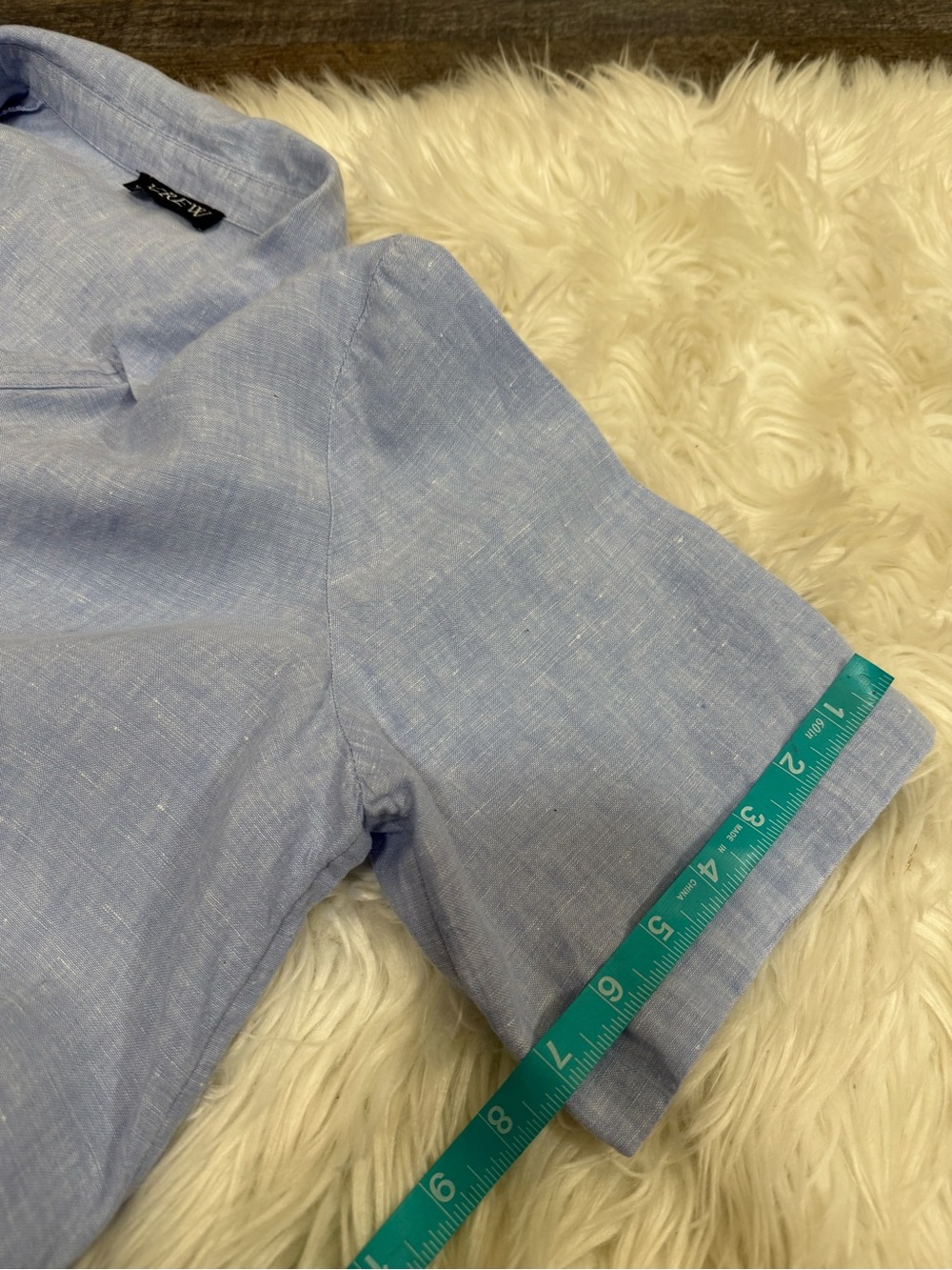 J.Crew popover blue coastal bungalow solid color 100% linen BY694 medium - Picture 10 of 10